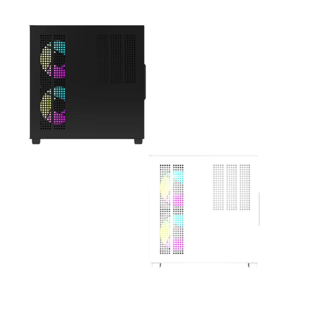 Aigo Apollo A275 Panoramic Glass mATX PC Case + 3 White Led Fans ( Black | White ) - Image 4