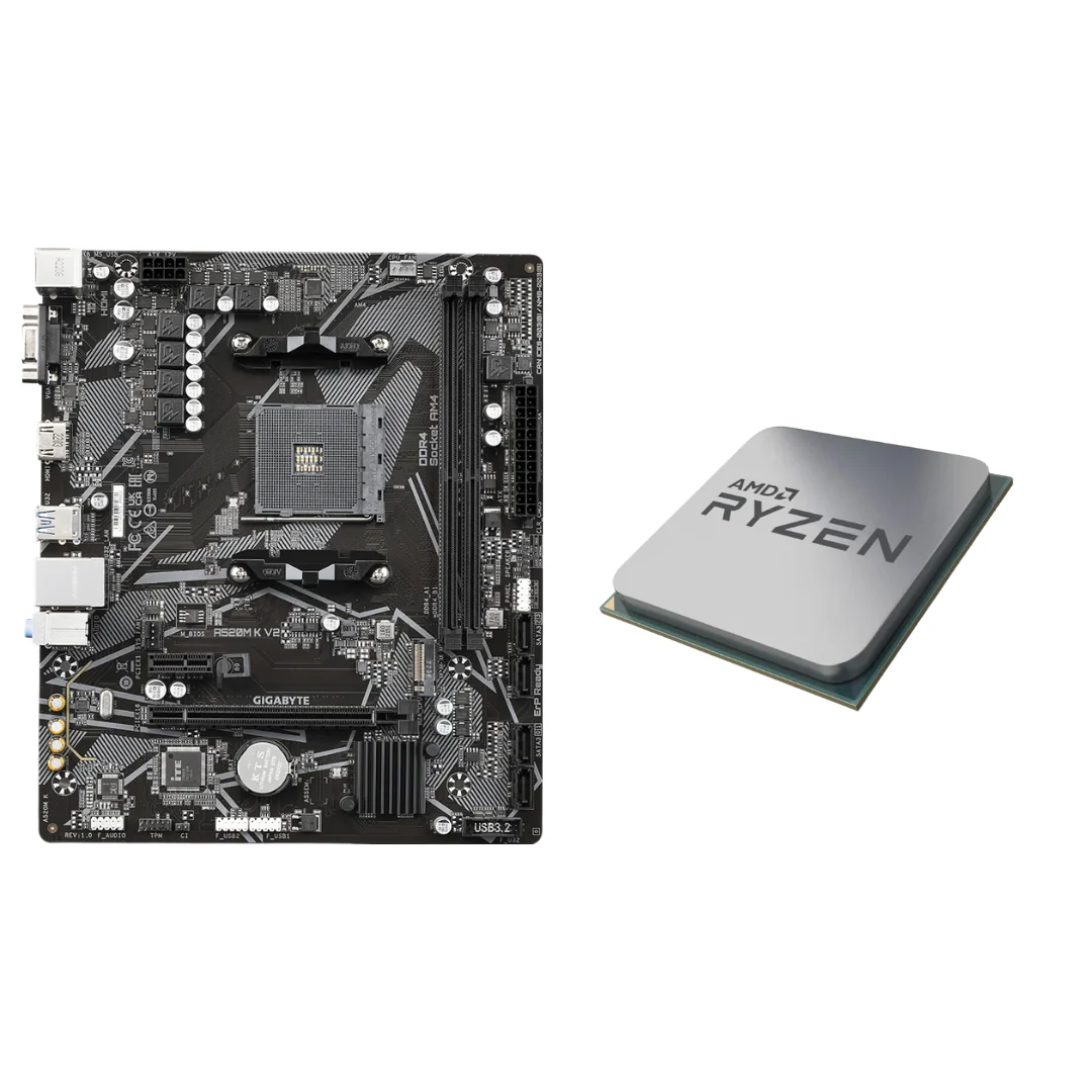 AMD Ryzen 5 3400G Up to 4.20GHz 4-Core Processor + Gigabyte A520M K V2 (AM4) Motherboard - Image 2