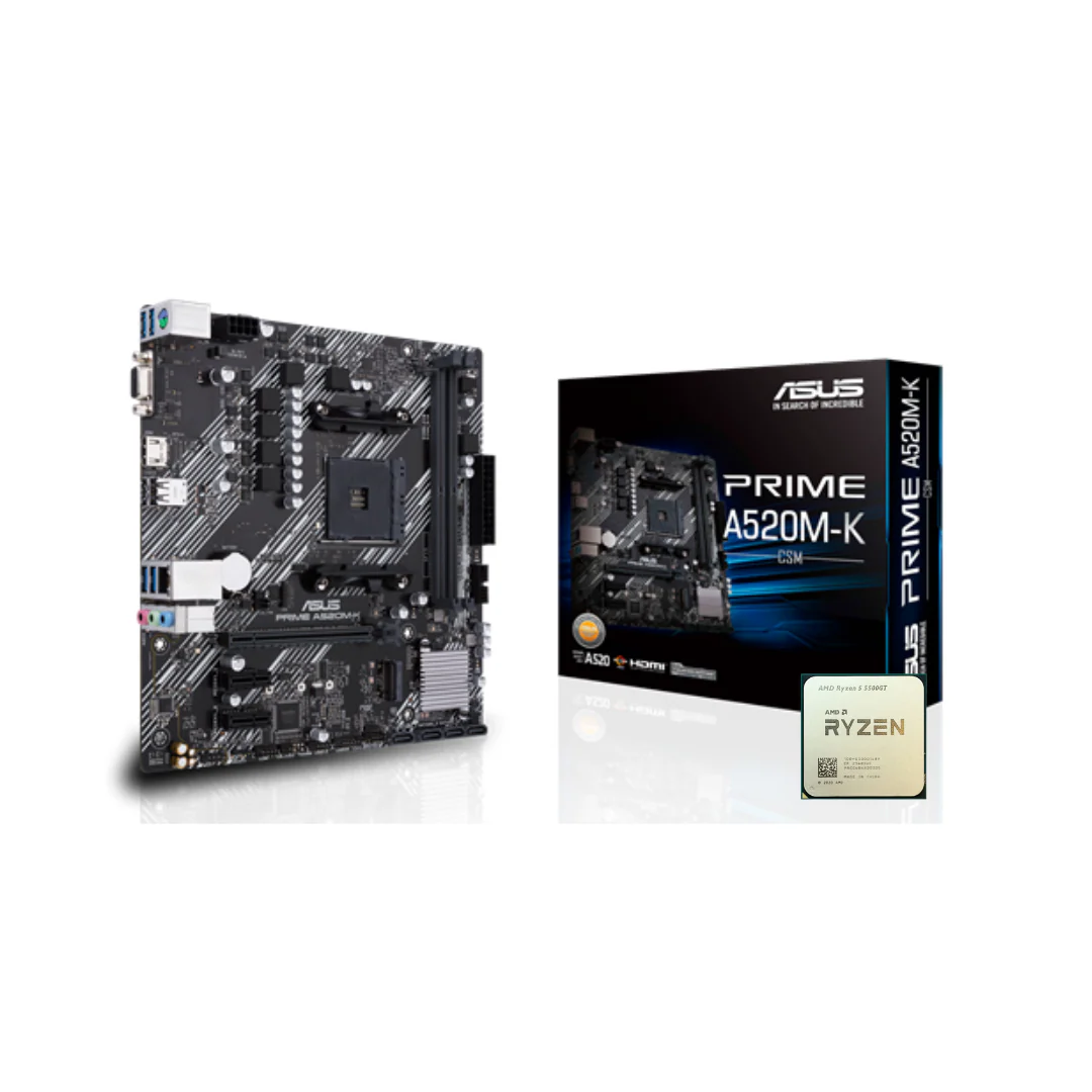 AMD Ryzen 5 5500GT 6-Core Processor MPK + Asus Prime A520M-K/CSM Motherboard
