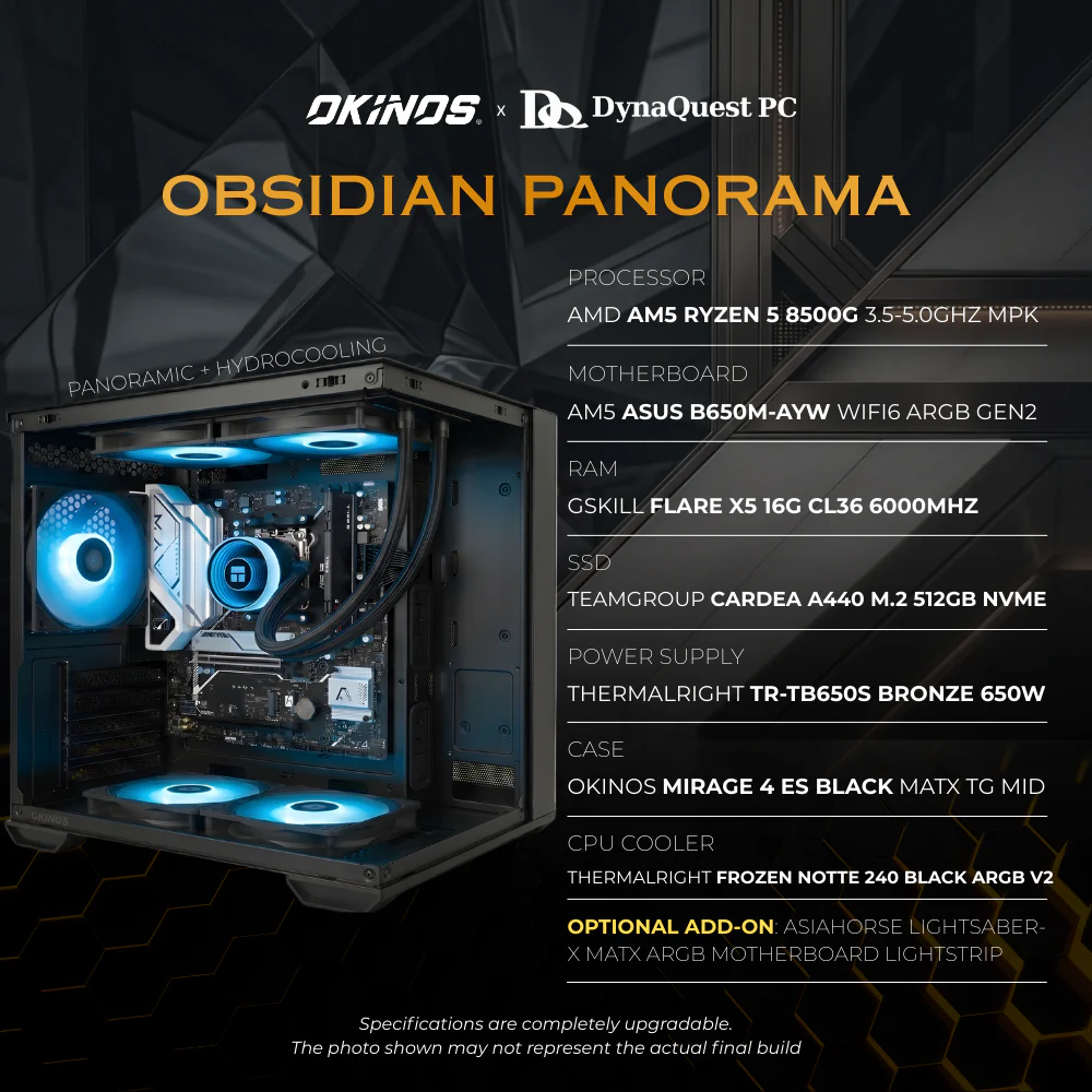 AMD Ryzen 5 8500G | B650M-AYW WiFi6 Gen2 | 16GB RAM | M.2 512GB NVMe | Bronze 650W | Okinos Mirage 4 ES Black mATX TG Mid | Thermalright Frozen Notte 240 Black ARGB V2