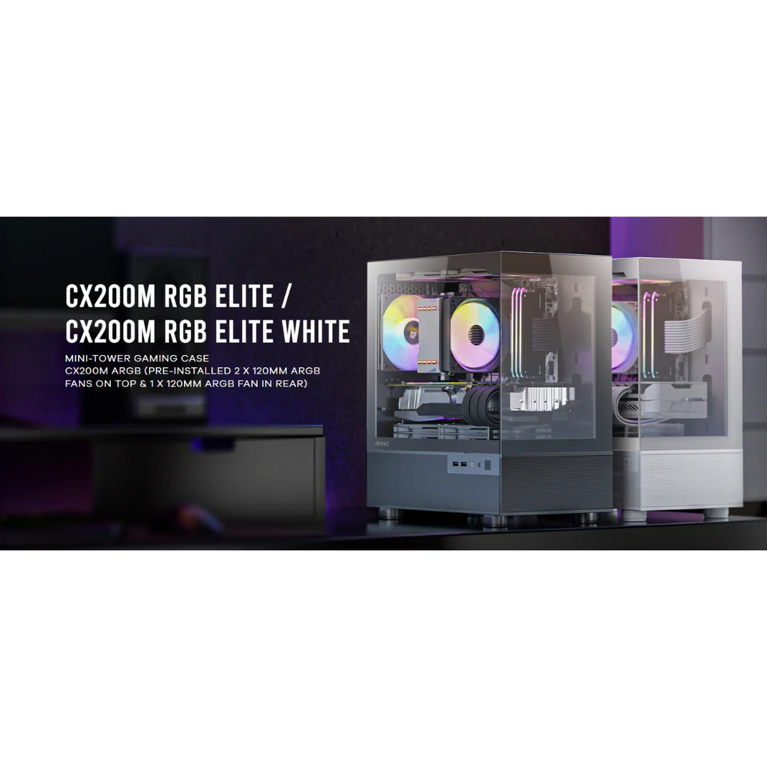 Antec CX200M RGB Elite Micro-ATX | ITX Mini-Tower Gaming Case (Black | White) - Image 4