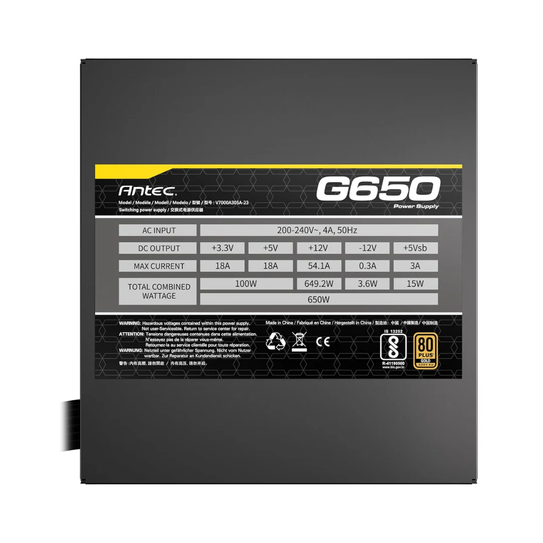 Antec G650 TH 650W 80+ GOLD Semi Modular Power Supply - Image 4