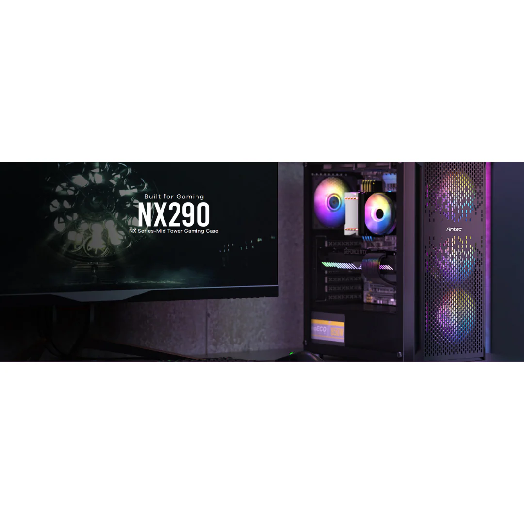Antec NX290 Mesh TG ATX Case 3*120mm RGB +120mm - Image 4