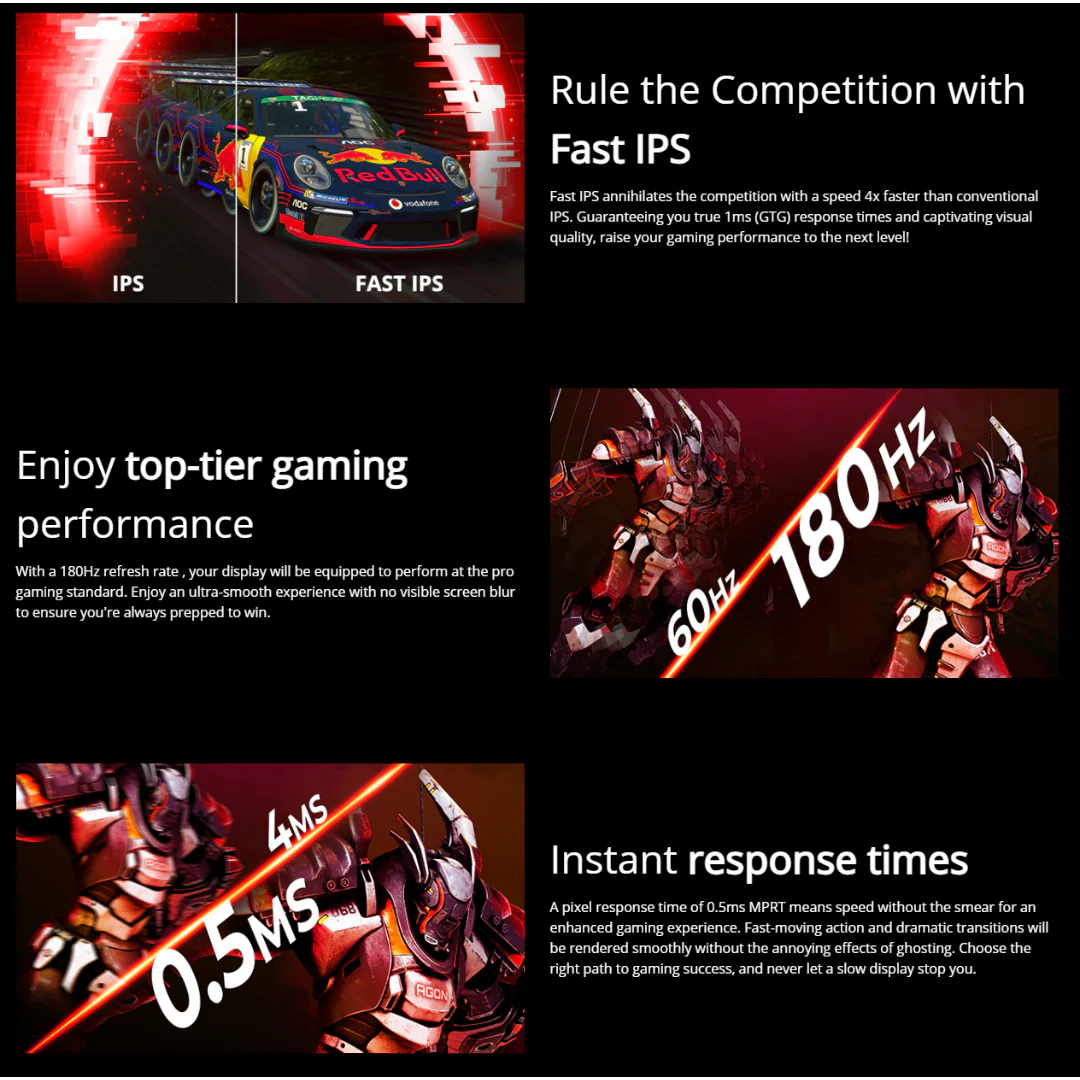 AOC 24G4E 23.8" IPS 180Hz 1920X1080 0.5ms HDR10 Adaptive Sync Gaming Monitor - Image 4