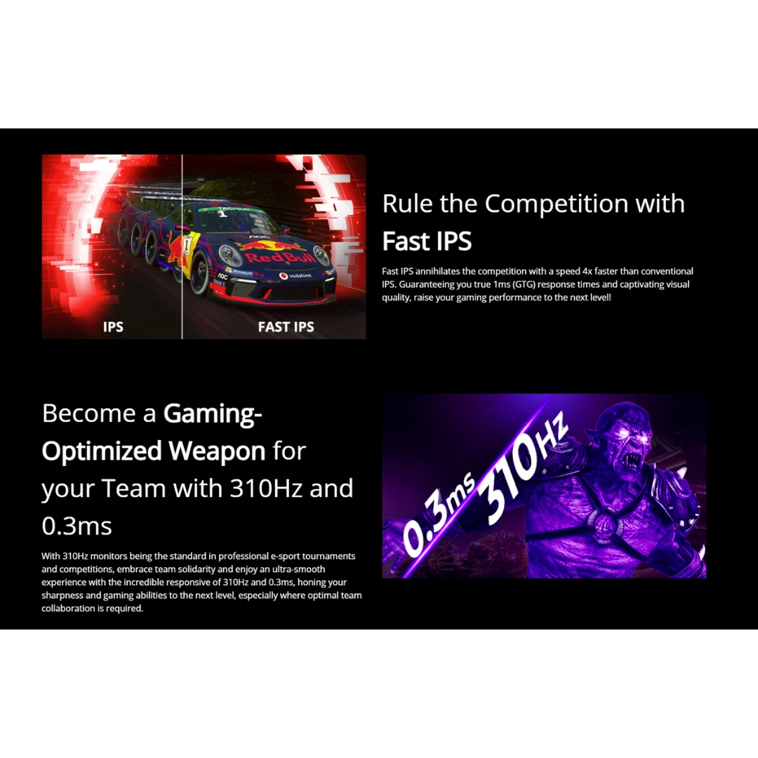 AOC CS25G 24" IPS 310Hz FHD 1920x1080 0.3Ms Nvidia G-Sync Gaming Monitor with Height / Tilt / Swivel / Pivot Adjustment (Black/Gold) - Image 4