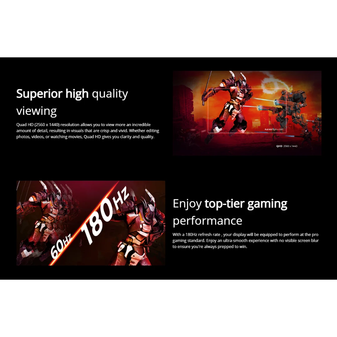 AOC Q27G40XMN 27" VA 180Hz QHD 2560x1440 1ms GTG QD-MiniLED Gaming Monitor with Tilt Adjustment - Image 4