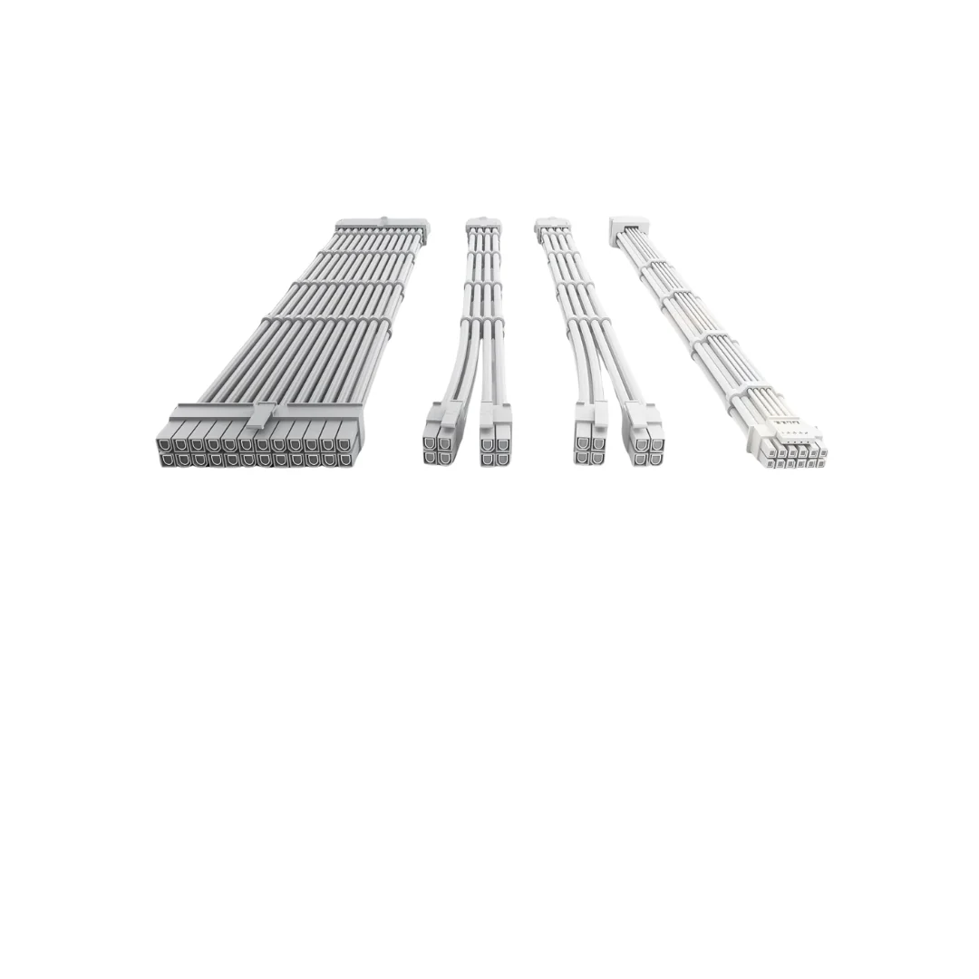 Asiahorse 12VHPWR 4 Kit PCIE 5.0 1-to-1 Sleeved Cable Kit Snow White | Black - Image 2