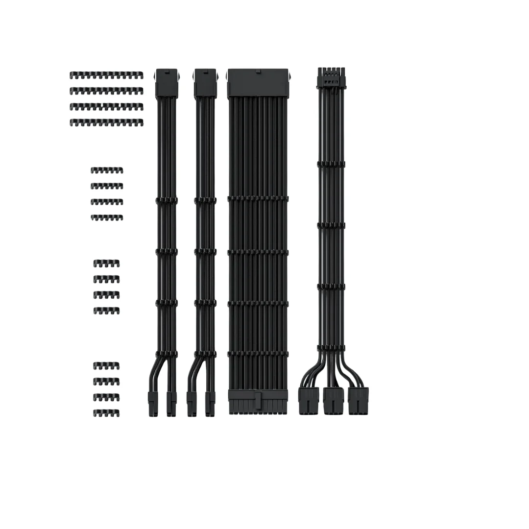 Asiahorse 12VHPWR 4 Kit PCIE 5.0 1-to-1 Sleeved Cable Kit Snow White | Black - Image 3