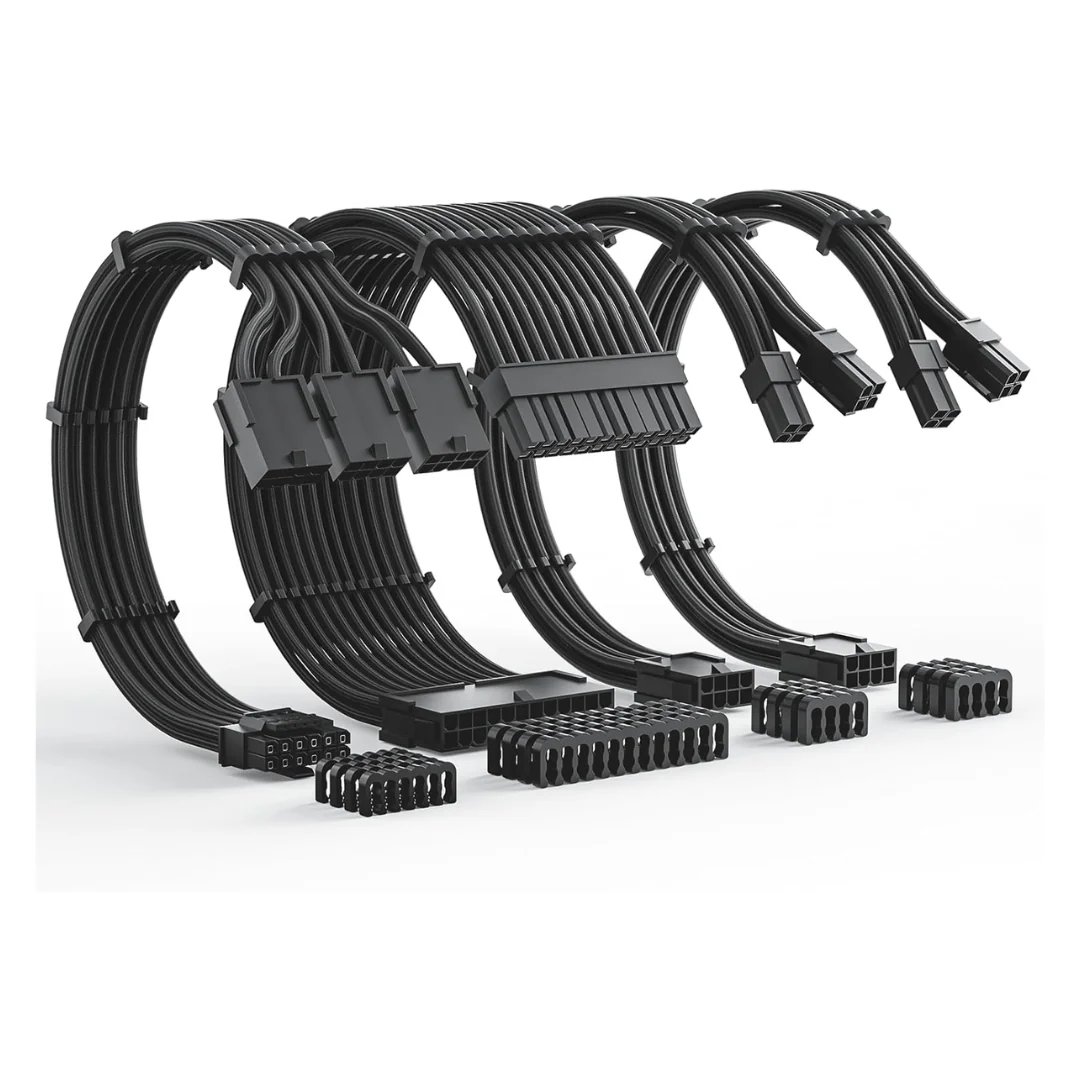 Asiahorse 12VHPWR 4 Kit PCIE 5.0 1-to-3 Sleeved Cable Kit Snow White | Black - Image 2