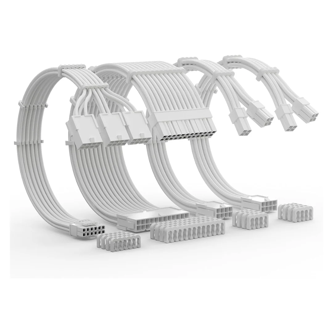Asiahorse 12VHPWR 4 Kit PCIE 5.0 1-to-3 Sleeved Cable Kit Snow White | Black - Image 5