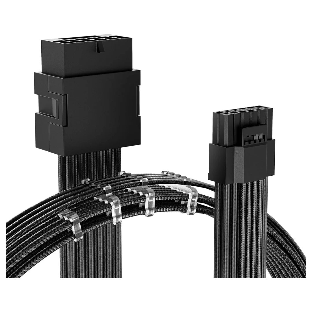 Asiahorse 12VHPWR PCIE 5.0 1-to-1 12+4/12+4PIN Cable Extension (Black/White) - Image 2