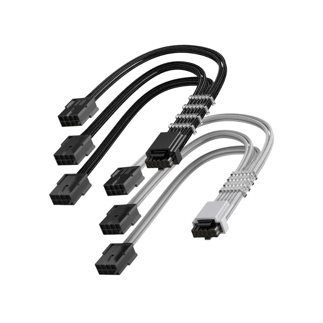 Asiahorse 12VHPWR PCIE 5.0 1-to-3 12+4/3*8PIN Cable Extension (Black | White)