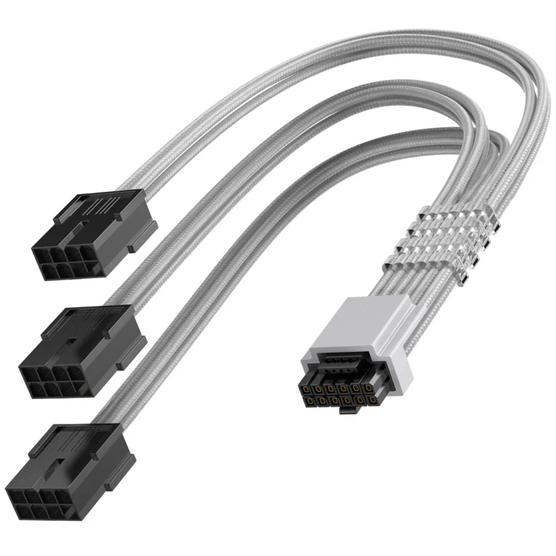 Asiahorse 12VHPWR PCIE 5.0 1-to-3 12+4/3*8PIN Cable Extension (Black | White) - Image 3