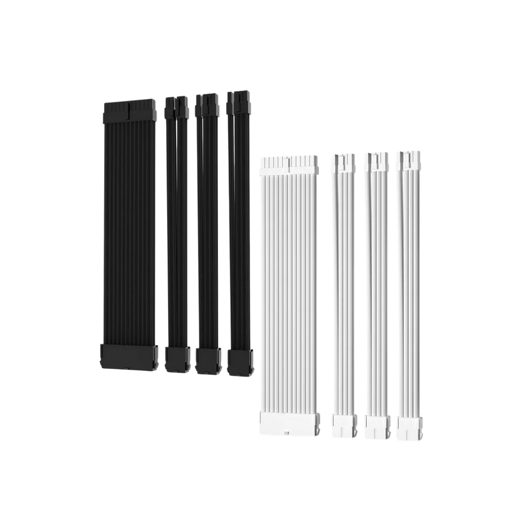 Asiahorse 4 Kit 18AWG PSU Sleeved Cable Extension Kit (Black | Snow White)