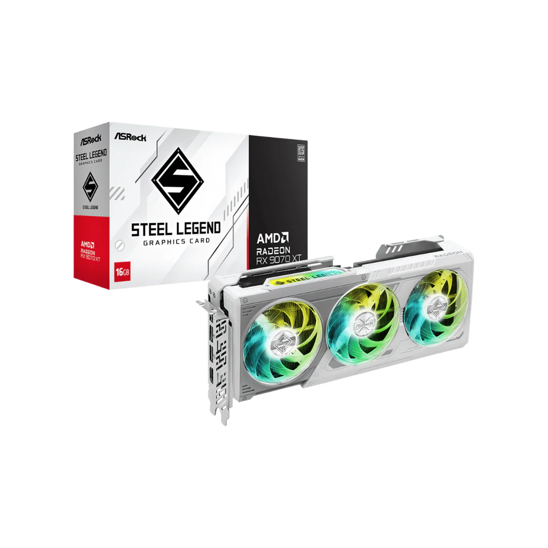 ASRock AMD Radeon RX 9070 XT Steel Legend 16GB Graphics Card RX9070XT