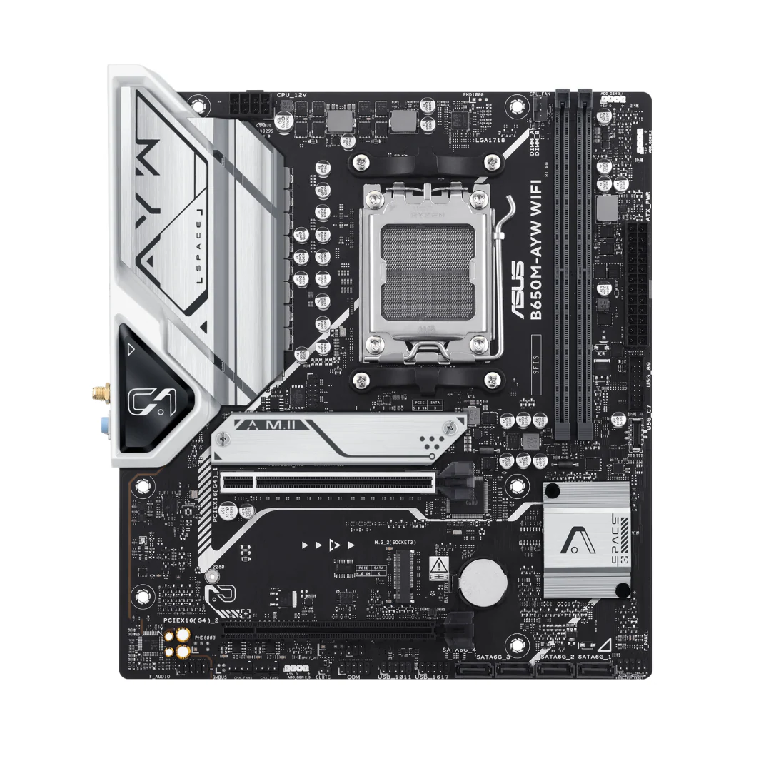 Asus B650M-AYW WiFi DDR5 PCIe 5.0 M.2 mATX AMD Motherboard - Image 2