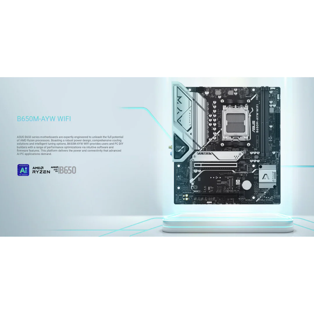 Asus B650M-AYW WiFi DDR5 PCIe 5.0 M.2 mATX AMD Motherboard - Image 4