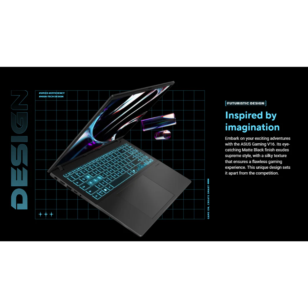 Asus Gaming V16 V3607VM-RP045W Laptop (Matte Black) | 16" 144Hz WUXGA (1920x1200) | Core 7 240H | 16GB RAM | 512GB SSD | RTX 5060 | Windows 11 Home | Asus Backpack + P307 TUF Gaming M4 Air Mouse - Image 4