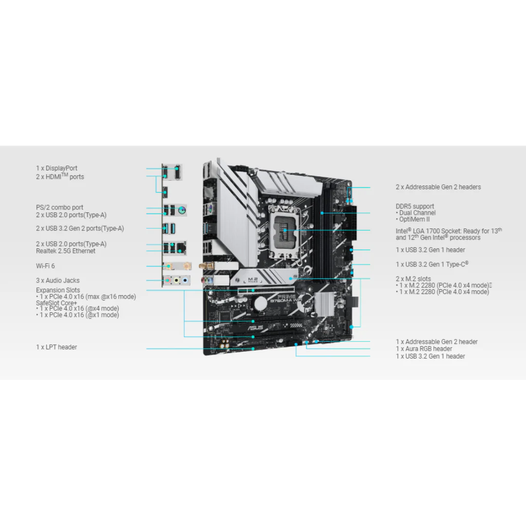 Asus Prime B760M-A WiFi D5 (LGA1700) mATX Motherboard - Image 4