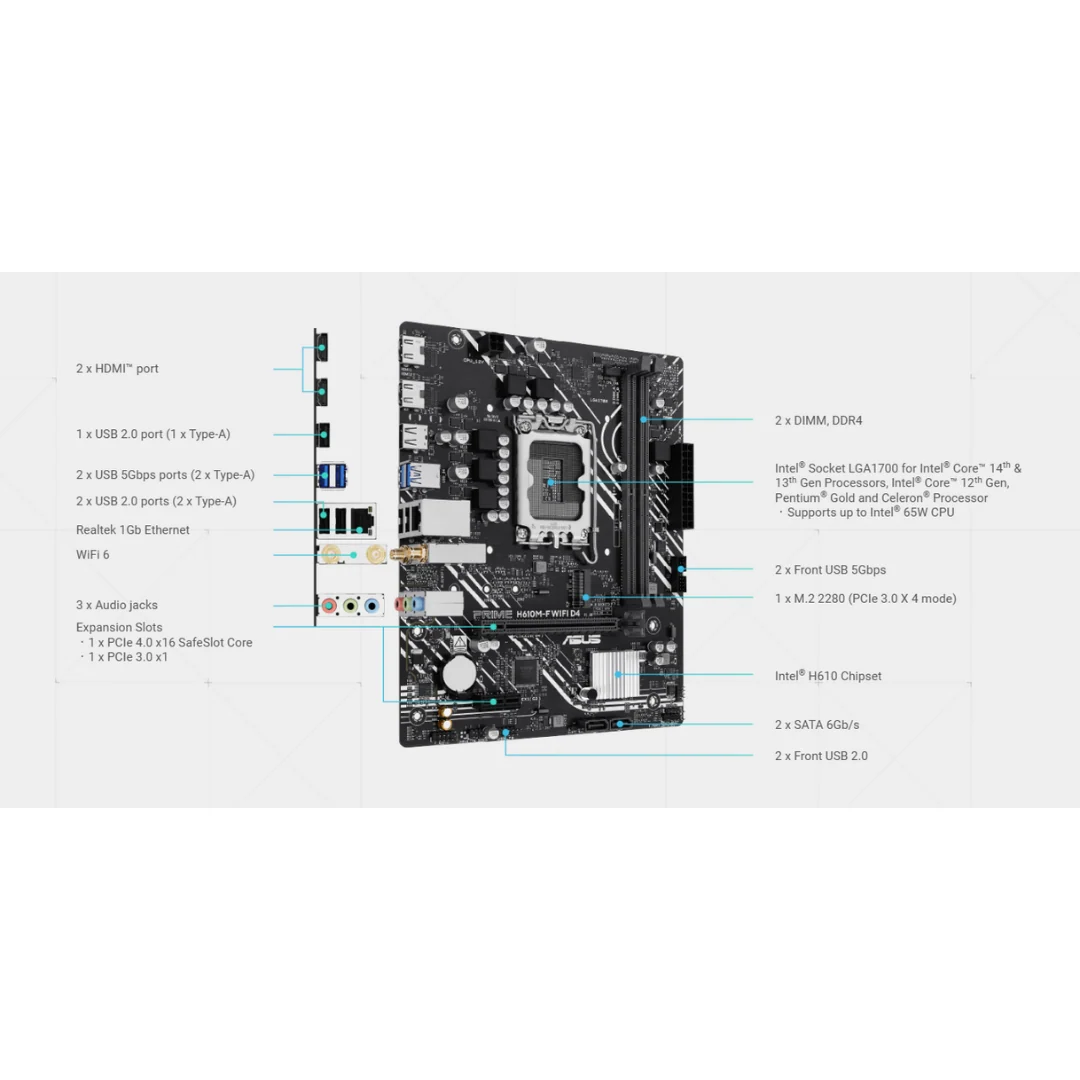 Asus PRIME H610M-F WiFi D4 LGA 1700 Motherboard - Image 4