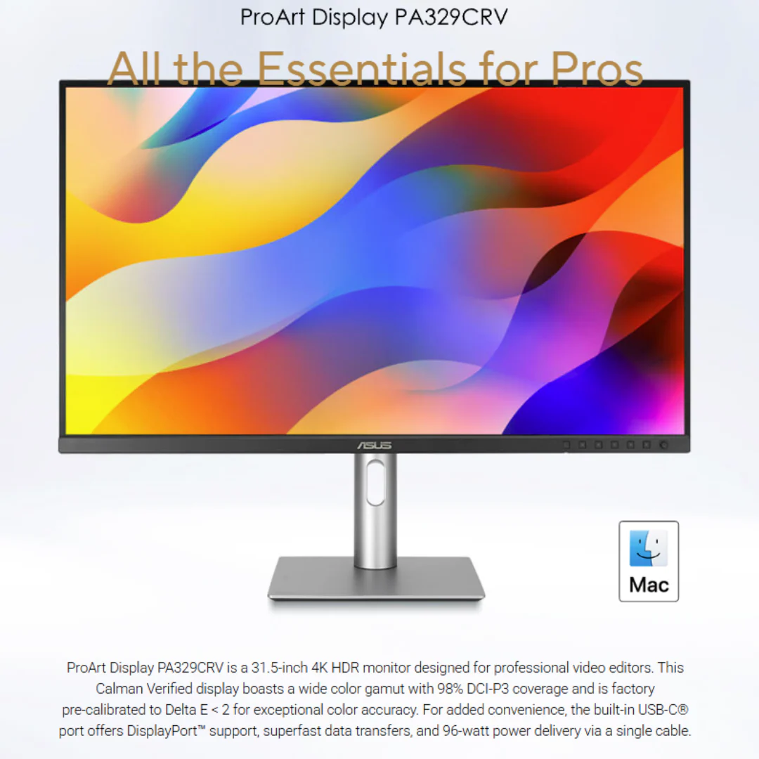 Asus ProArt PA329CRV 32" IPS 60Hz 4K 2160p/FS sRGB HDR400 Monitor 2HDMI2.0 2DP USB-C spkr pivot adj ergo stand - Image 4