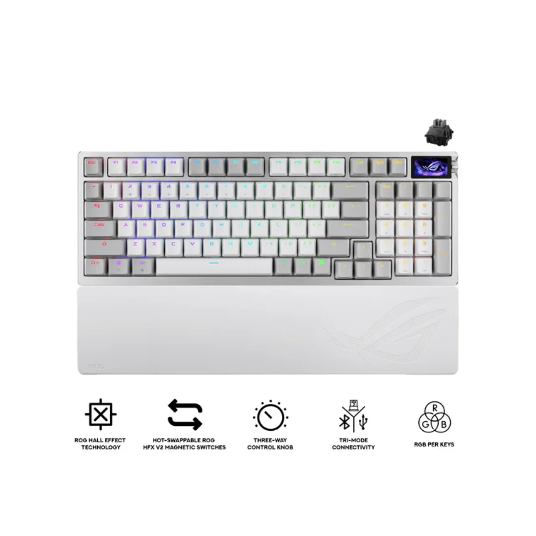 Asus ROG Azoth White 96% Wireless Analog Gaming Keyboard M902 (ROG HFX V2 Magnetic Switch) - Image 4