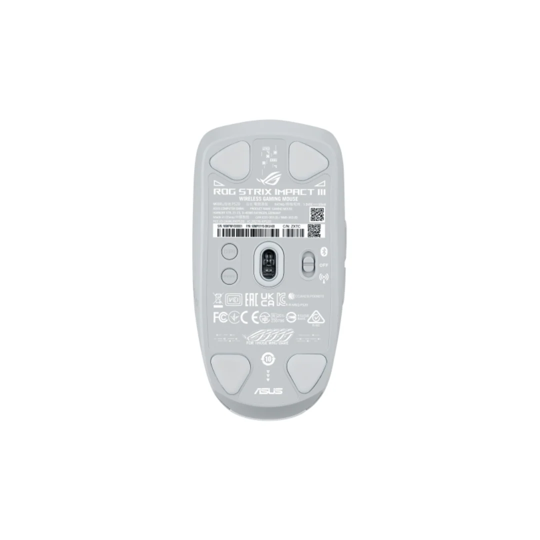 Asus ROG Strix Impact III Wireless White Gaming Mouse P520 - Image 3