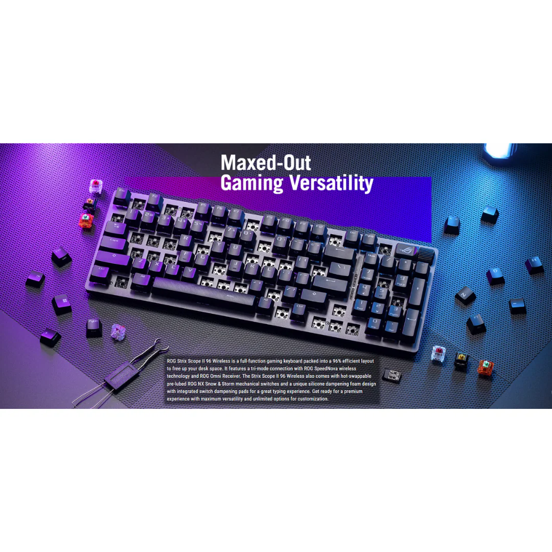 Asus ROG Strix Scope II 96 Wireless White Tri-Mode Hotswappable NX SNOW Mechanical Keyboard X901 - Image 4