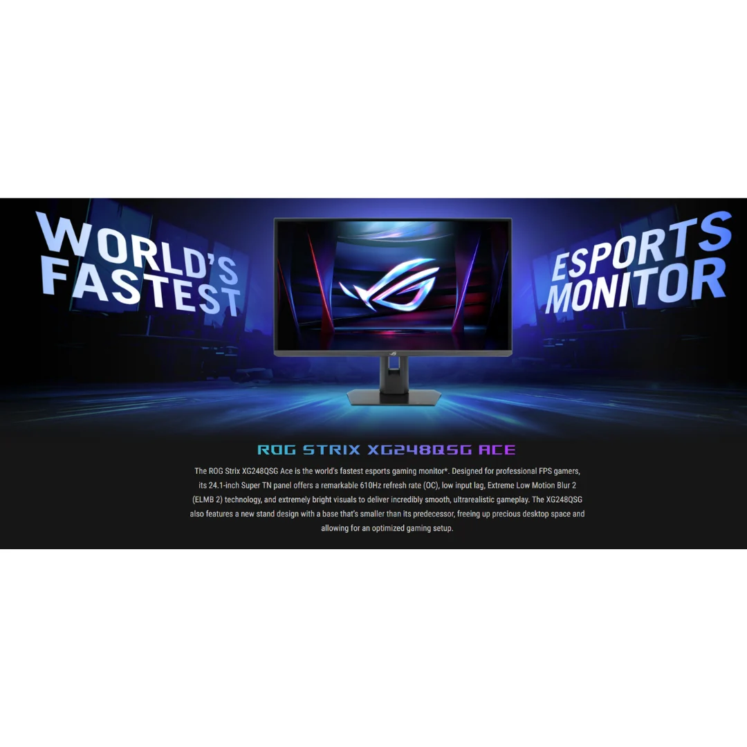 Asus ROG Strix XG248QSG Ace 24.1" 610Hz FHD 1920x1080 0.1ms Super TN Esports Gaming Monitor with Tilt, Swivel & Height Adjustment - Image 4