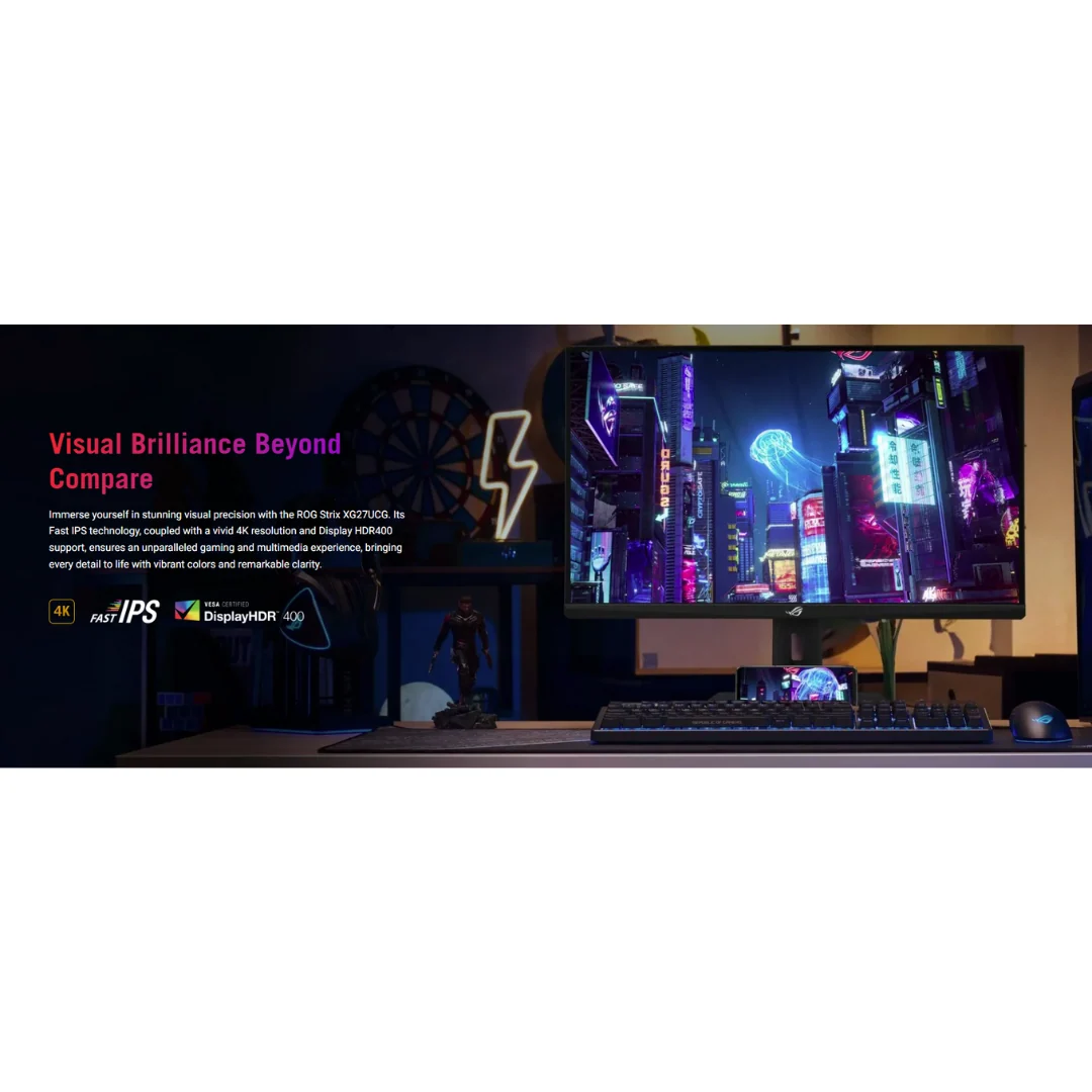 Asus ROG Strix XG27UCG 27" Fast IPS 3840x2160 Dual Mode (4K 160Hz or FHD 320Hz) 1ms GTG Gaming Monitor - Image 4