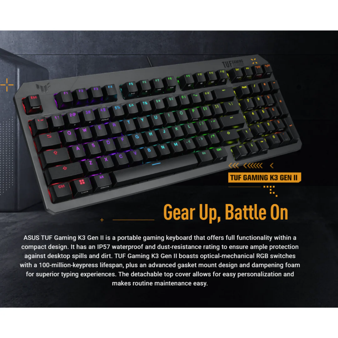 Asus TUF Gaming K3 Gen II RGB Wired Optical Mechanical Keyboard RA07 - Image 4