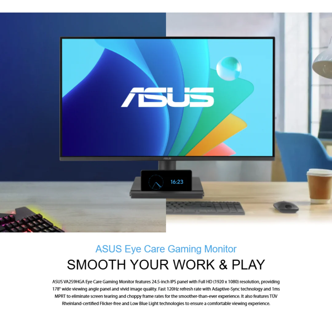Asus VA259HGA 24.5" IPS 120Hz FHD 1080p Frameless 1ms MPRT Adaptive-Sync Eye Care Gaming Monitor - Image 4