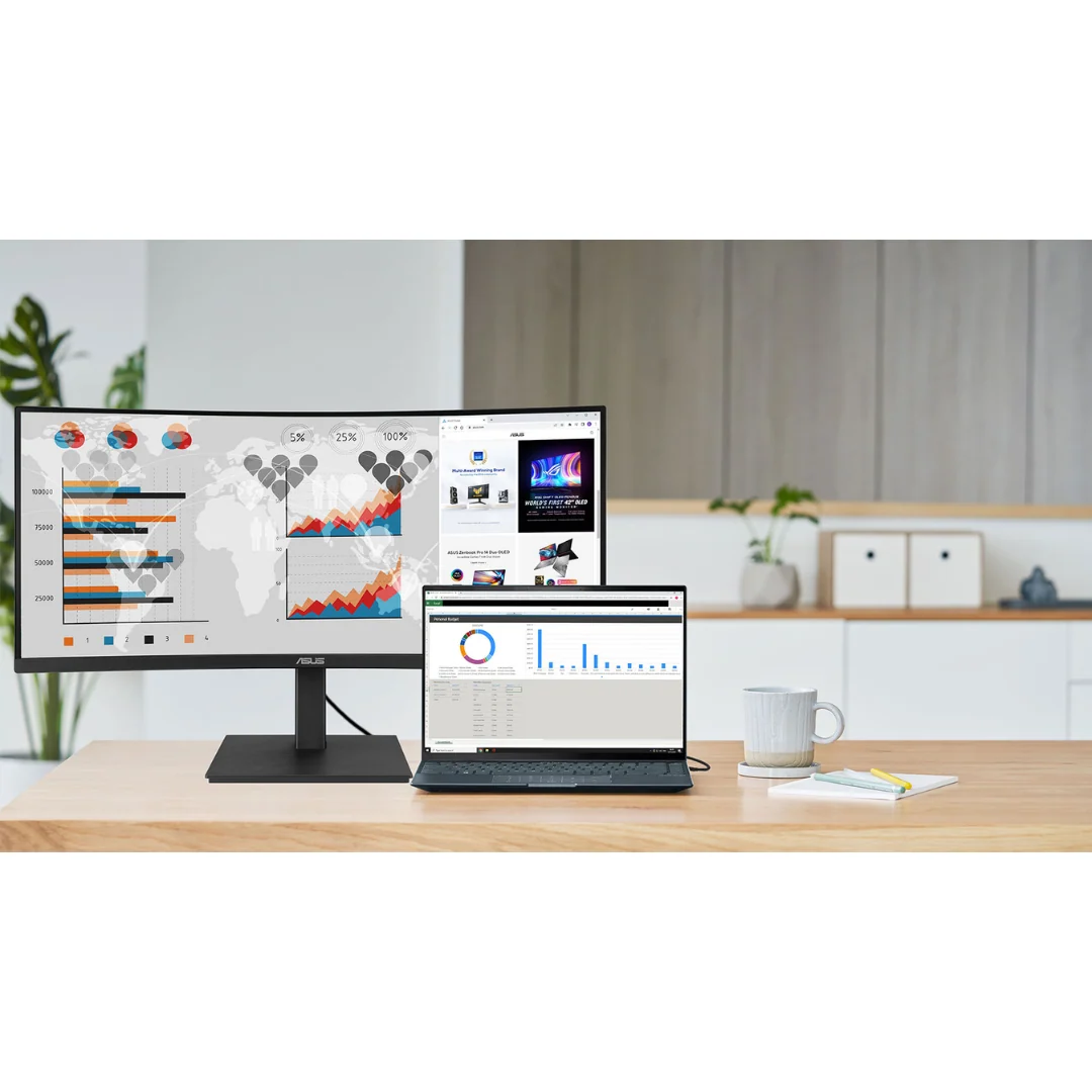 Asus VA34VCPSR 34" Curved VA 100Hz WQHD (3440X1440) 4ms(GTG) USB-C Docking Monitor - Image 4