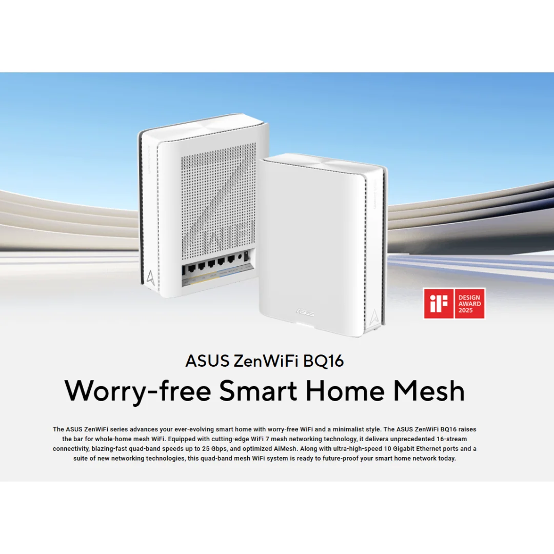 Asus ZenWiFi BQ16 1-Pack Ai Mesh Router BE25000 Quad-band WiFi7 - Image 4