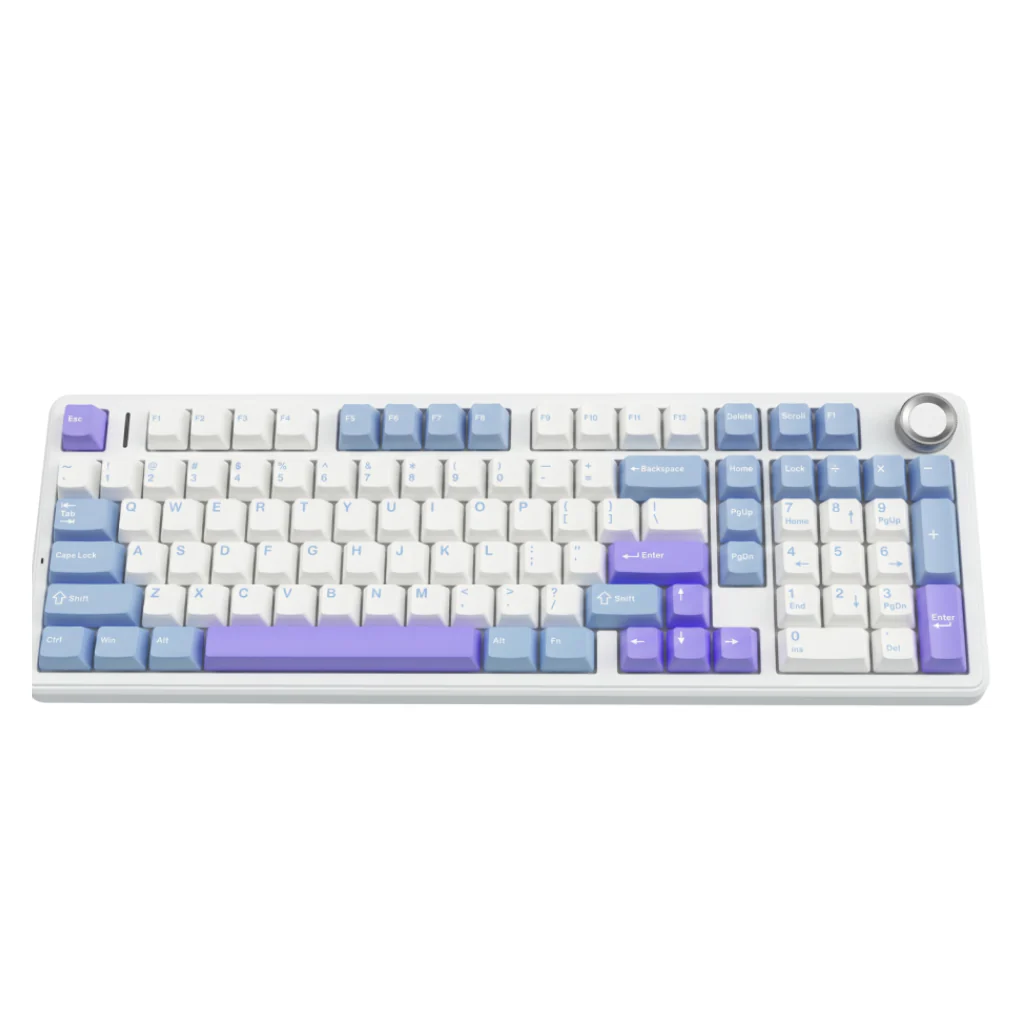 Aula F99 Pro Tri-Mode 96% 100-Key Gasket-Mounted Mechanical Keyboard with Knob (Star Vector Switch) (Light Blue/White/Purple) - Image 2