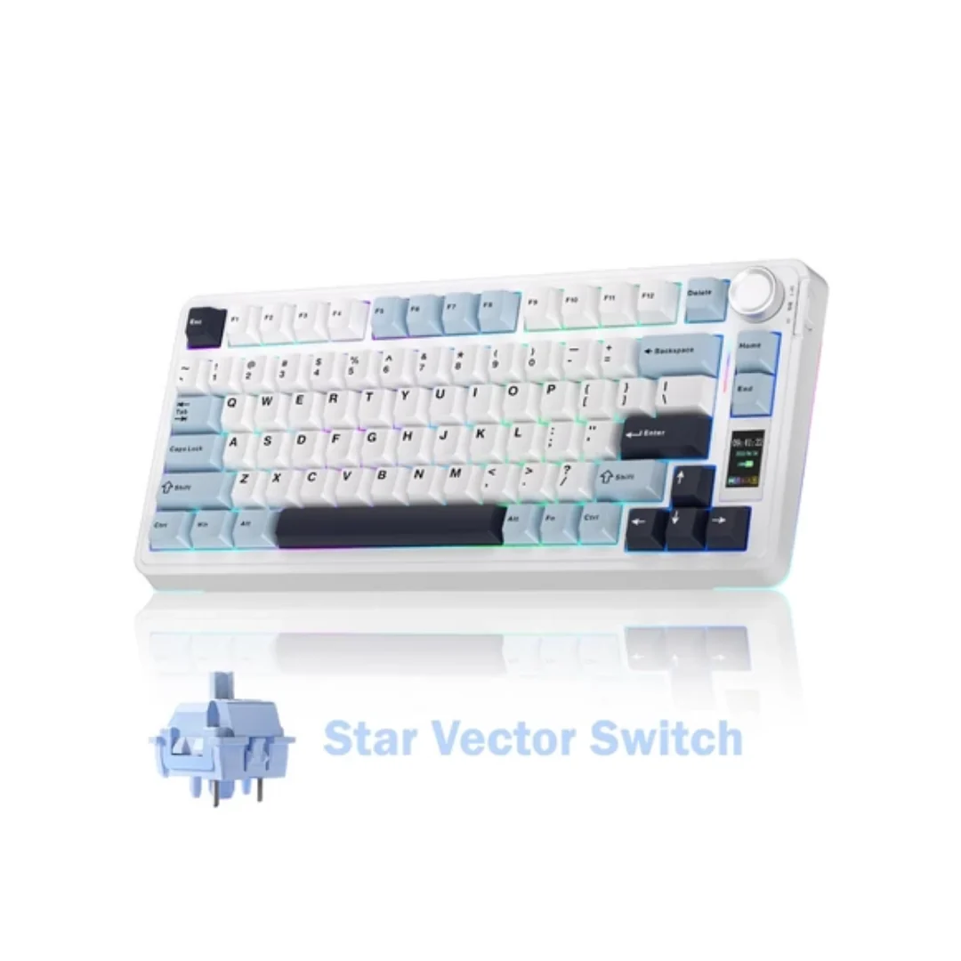 Aula S75 Pro Mechanical Keyboard 80 Keys (White Seiya SW -White/Blue | Gray Wood SW -Pink | Star Vector -Tricolor)