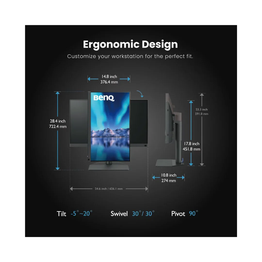 BenQ SW272U 27-inch 4K 100% sRGB 99% Adobe RGB 99% P3 90W USB-C Photographer Monitor - Image 4