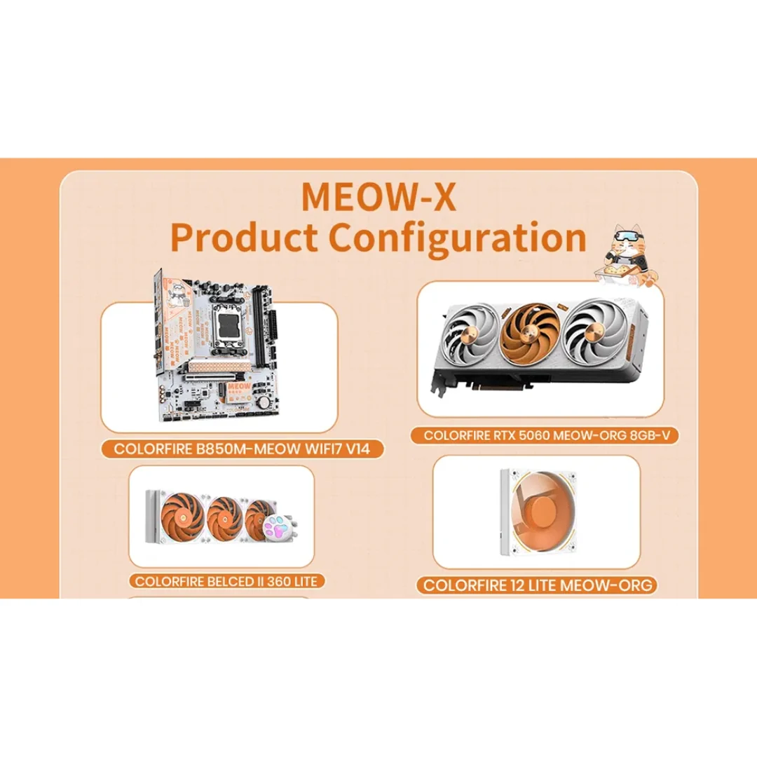 Colorful Colorfire MEOW X Set ( mATX Case ) | B850M-A DDR5 AM5 | RTX 5060 8GB-V GDDR7 | BELCED II 360 LITE ARGB AIO | 3x HQ 12 LITE 120mm Reversed ARGB Fan - Image 3
