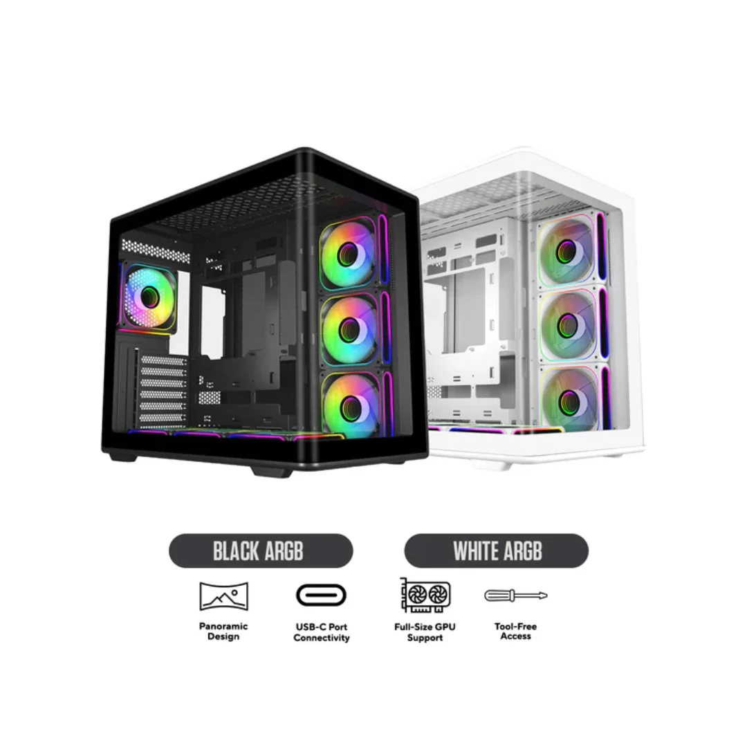 Cooler Master Elite 600 TG ATX Mid-Tower PC Case with USB-C Port ARGB (Black E600-KGNN-S02 | White E600-WGNN-S02) - Image 3