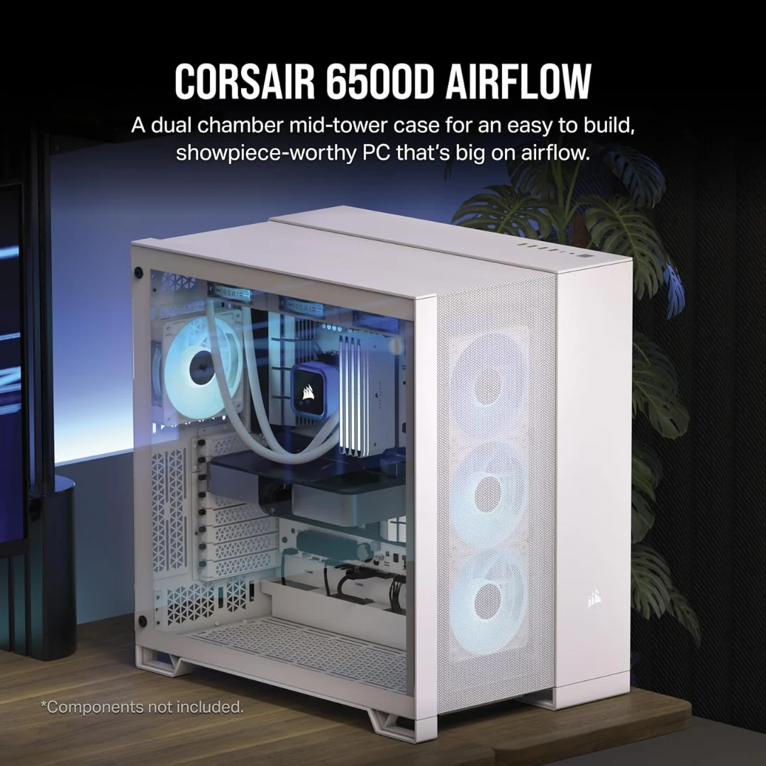 Corsair 6500D Airflow White Dual Chamber Case CC-9011260-WW ( No Box ) - Image 4
