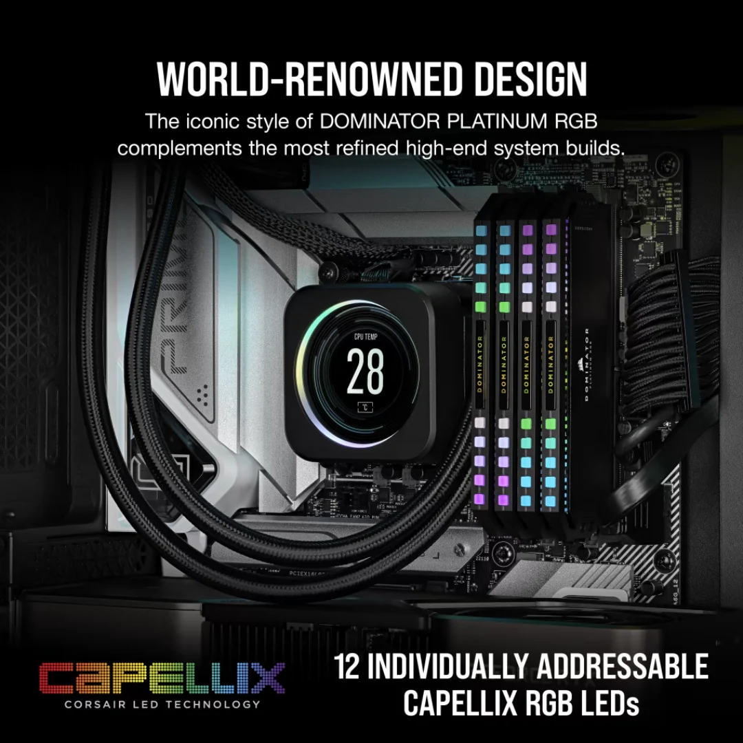 Corsair Dominator Platinum RGB 64GB 32Gx2 DDR5 6800MT/s CL40 Desktop Memory CMT64GX5M2B6800C40 - Image 4
