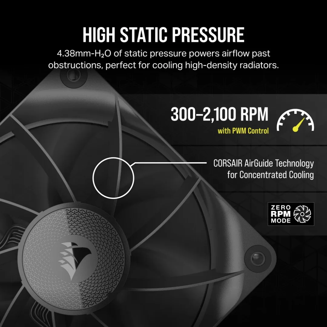 Corsair ICUE Link RX120 3in1 Starter Kit Black Case Fan CO-9051010-WW - Image 3