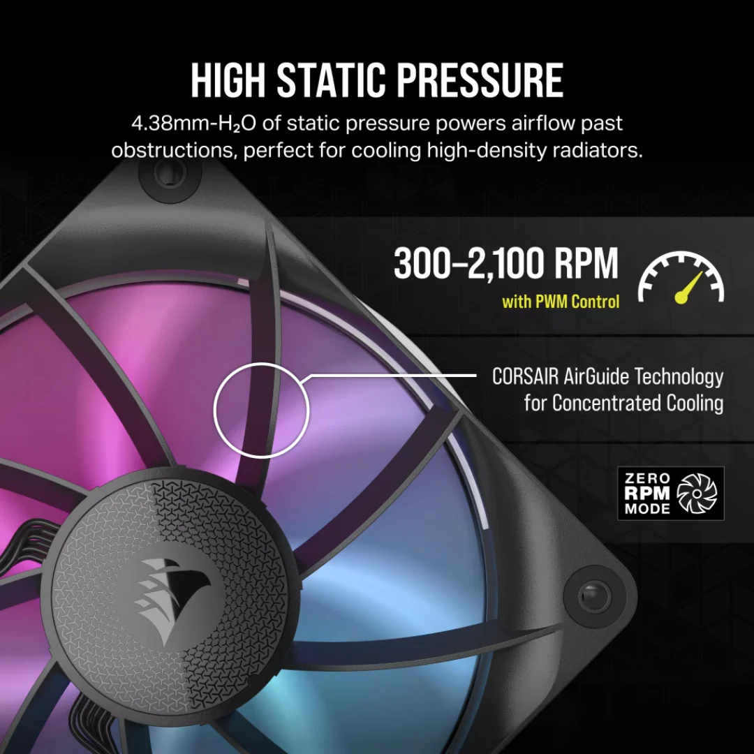 Corsair iCue Link RX120 RGB 120mm PWM Fan Triple Starter Kit Black CO-9051018-WW | White CO-9051022-WW - Image 4