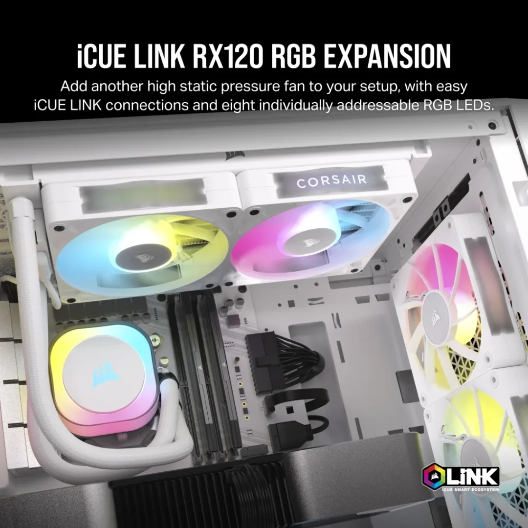 Corsair iCue Link RX120 RGB 120mm White PWM Single Fan Expansion CO-9051021-WW - Image 4