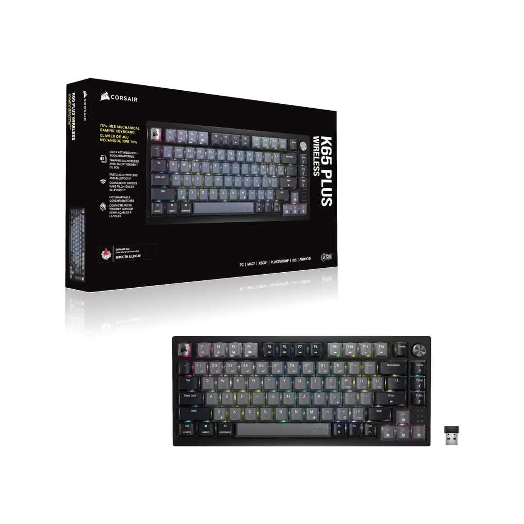 Corsair K65 Plus Wireless 75% RGB MX RED Mechanical Gaming Keyboard CH-91D401L-NA - Image 3