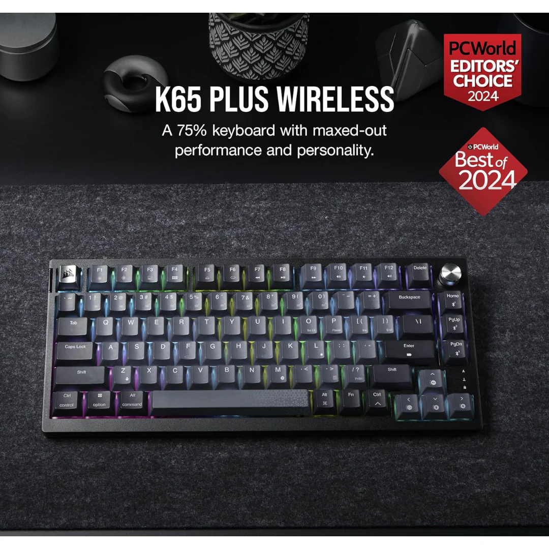 Corsair K65 Plus Wireless 75% RGB MX RED Mechanical Gaming Keyboard CH-91D401L-NA - Image 4