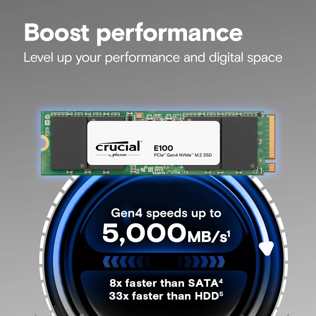 Crucial E100 Plus M.2 1TB NVMe Gen4 SSD CT1000E100SSD8 - Image 2