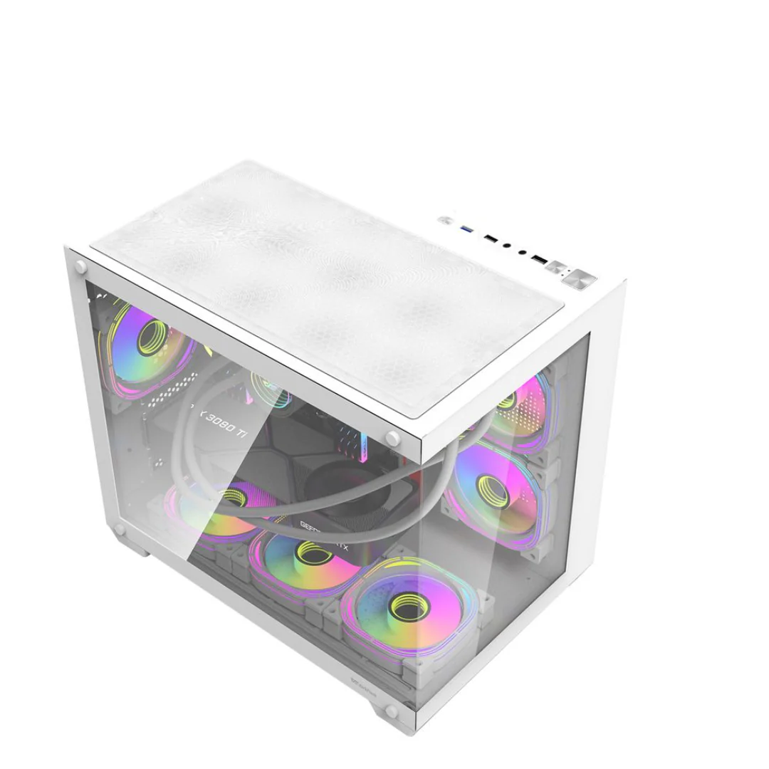 DarkFlash C285MP V2 mATX PC Case Tempered Glass Panoramic Side Transparent ( Black | White ) - Image 2