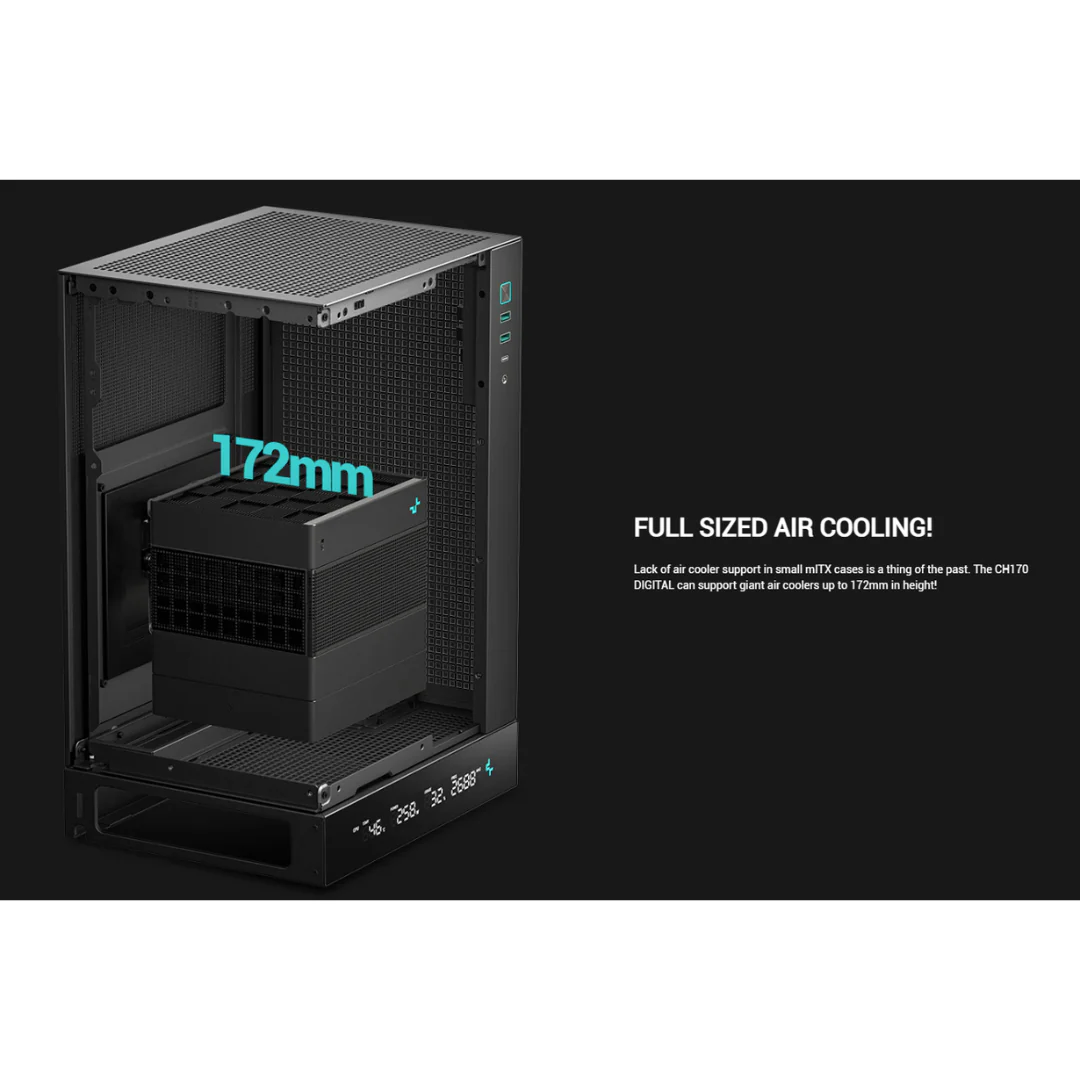 Deepcool CH170 Digital Vertical Mini ITX Case ( Black R-CH170-BKNPI0D-G-1 / White R-CH170-WHNPI0D-G-1 ) - Image 4