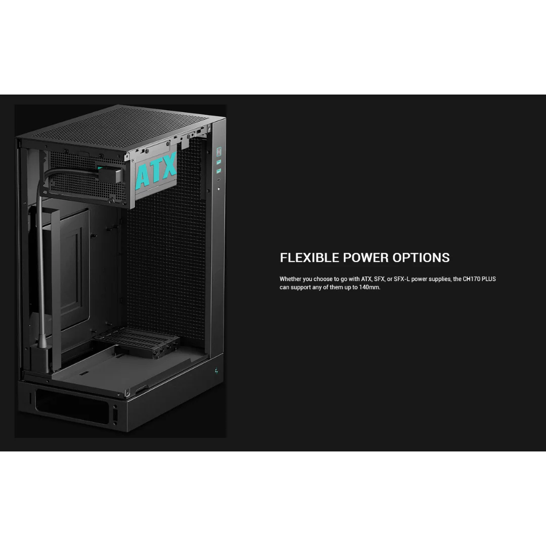 Deepcool CH170 PLUS Vertical MATX Case ( Black R-CH170-BKNGM0-G / White R-CH170-WHNGM0-G ) - Image 4